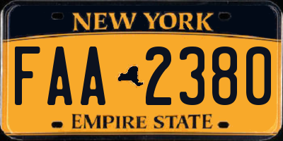 NY license plate FAA2380