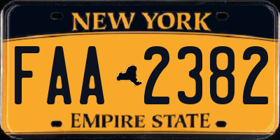 NY license plate FAA2382