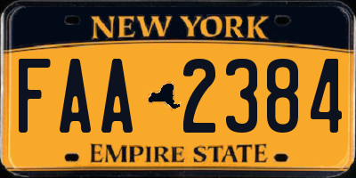 NY license plate FAA2384