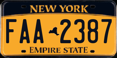 NY license plate FAA2387