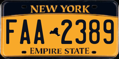 NY license plate FAA2389