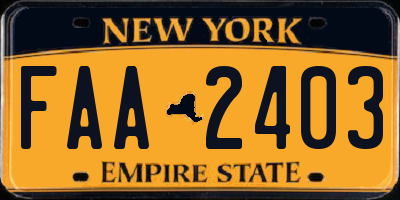 NY license plate FAA2403