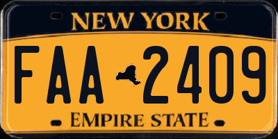 NY license plate FAA2409