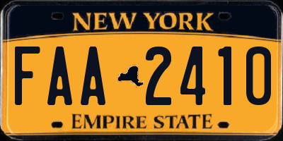 NY license plate FAA2410