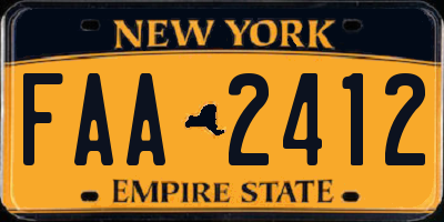 NY license plate FAA2412