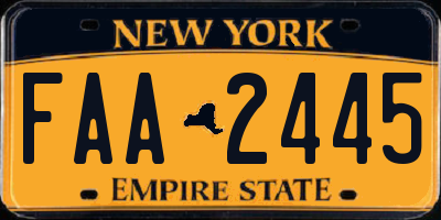 NY license plate FAA2445