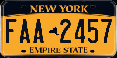 NY license plate FAA2457