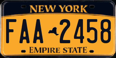 NY license plate FAA2458