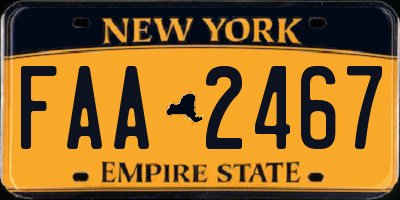 NY license plate FAA2467