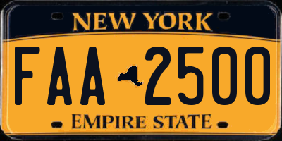 NY license plate FAA2500