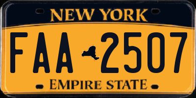 NY license plate FAA2507