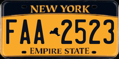 NY license plate FAA2523