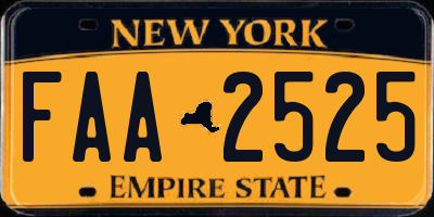 NY license plate FAA2525