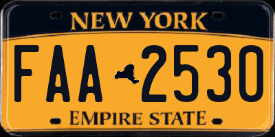 NY license plate FAA2530