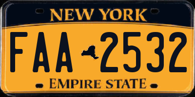 NY license plate FAA2532