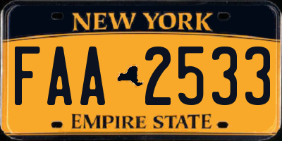 NY license plate FAA2533