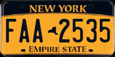 NY license plate FAA2535