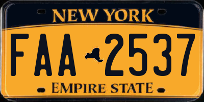 NY license plate FAA2537