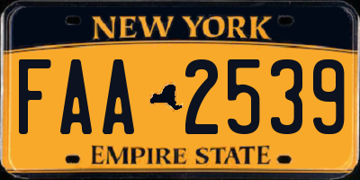 NY license plate FAA2539