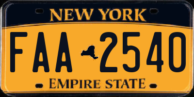 NY license plate FAA2540