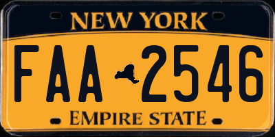 NY license plate FAA2546