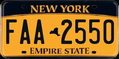 NY license plate FAA2550