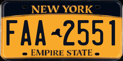 NY license plate FAA2551