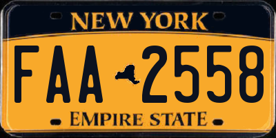 NY license plate FAA2558