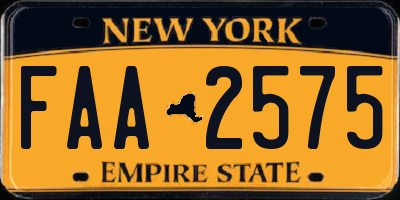 NY license plate FAA2575