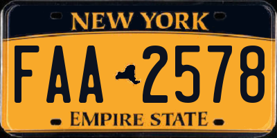 NY license plate FAA2578