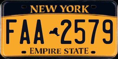 NY license plate FAA2579