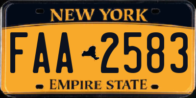 NY license plate FAA2583