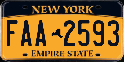 NY license plate FAA2593