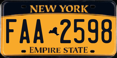 NY license plate FAA2598