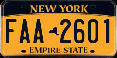 NY license plate FAA2601