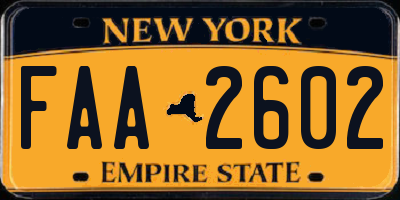 NY license plate FAA2602