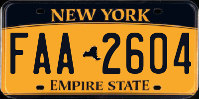 NY license plate FAA2604