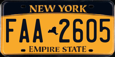 NY license plate FAA2605