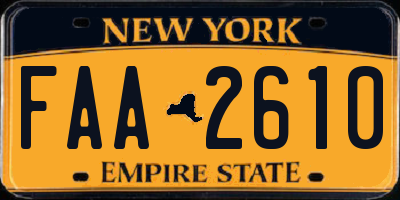 NY license plate FAA2610