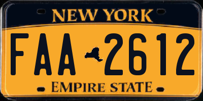 NY license plate FAA2612