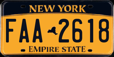 NY license plate FAA2618