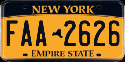 NY license plate FAA2626