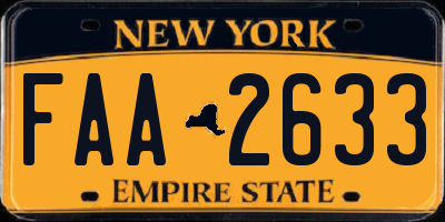 NY license plate FAA2633