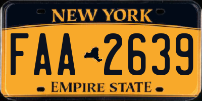 NY license plate FAA2639