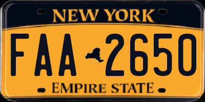 NY license plate FAA2650