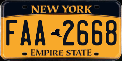 NY license plate FAA2668