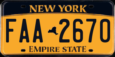 NY license plate FAA2670