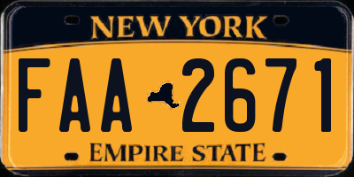 NY license plate FAA2671