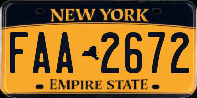 NY license plate FAA2672