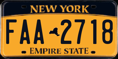 NY license plate FAA2718